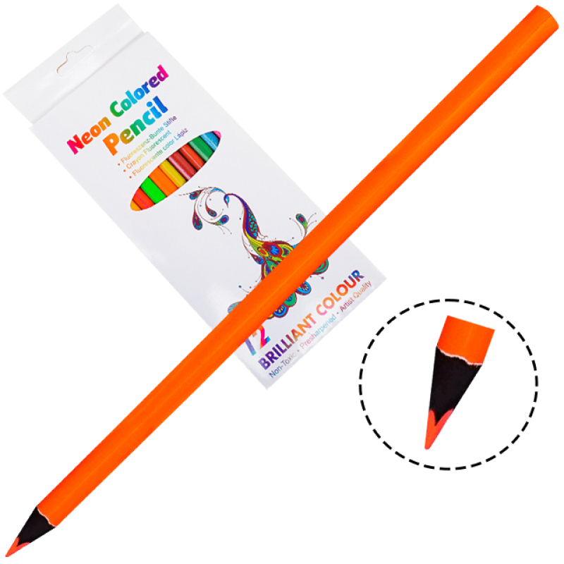 Set 12 creioane colorate culori fluorescente
